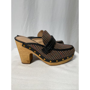 Veronica Beard 'Delia' Brown Leather Clog Shoe Size 7