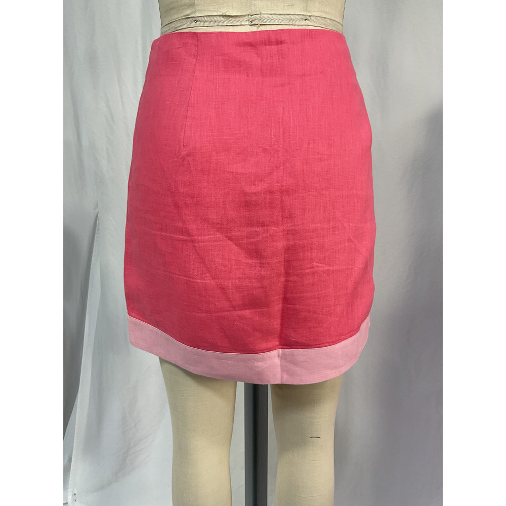 Staud 'Leandro' Pink Linen Two-Tone Linen Miniskirt Size 10