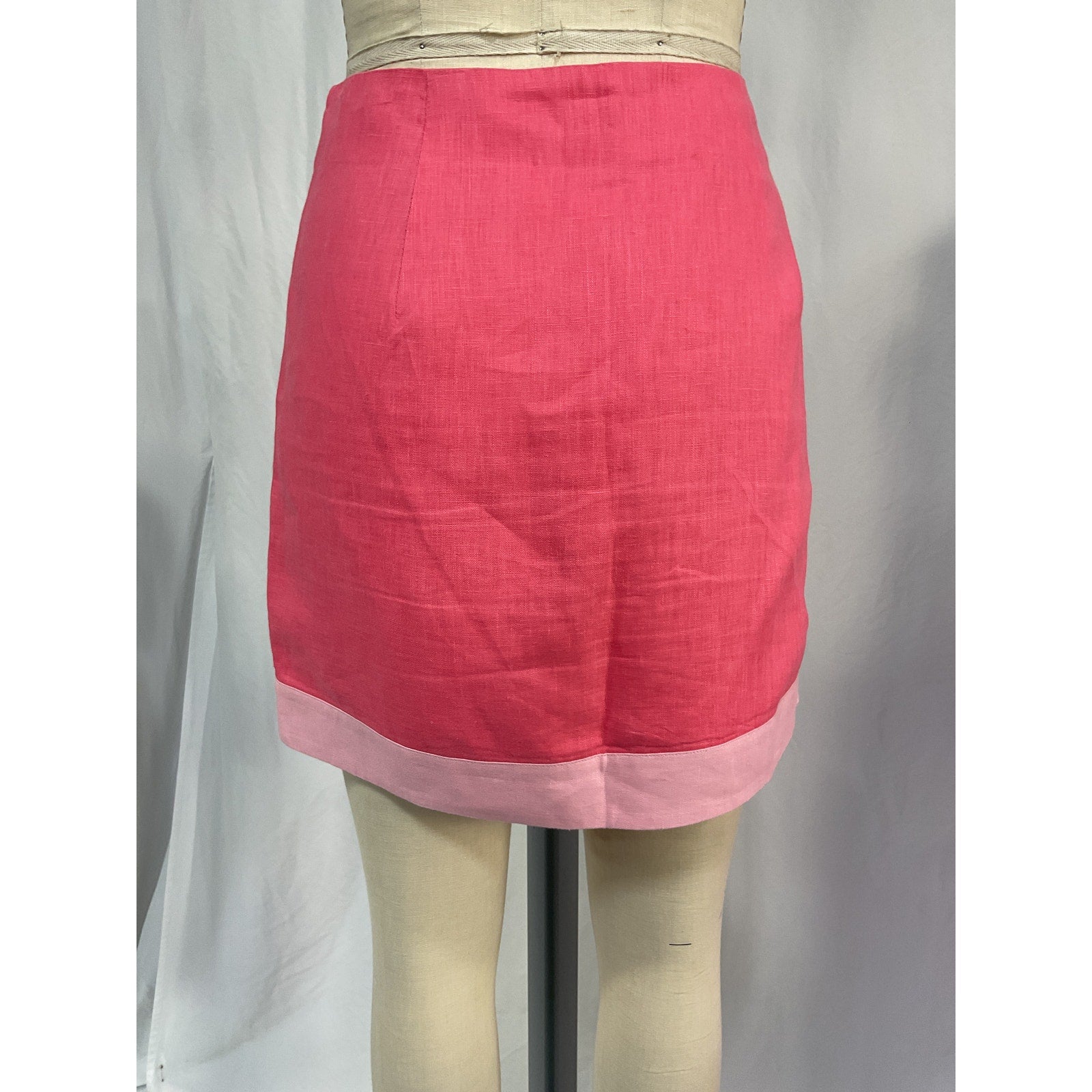 Staud 'Leandro' Pink Linen Two-Tone Linen Miniskirt Size 10