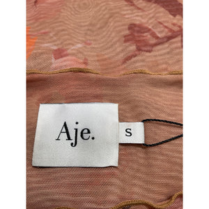 Aje Portal Mesh Tan Polyester Skivvy Top Size S