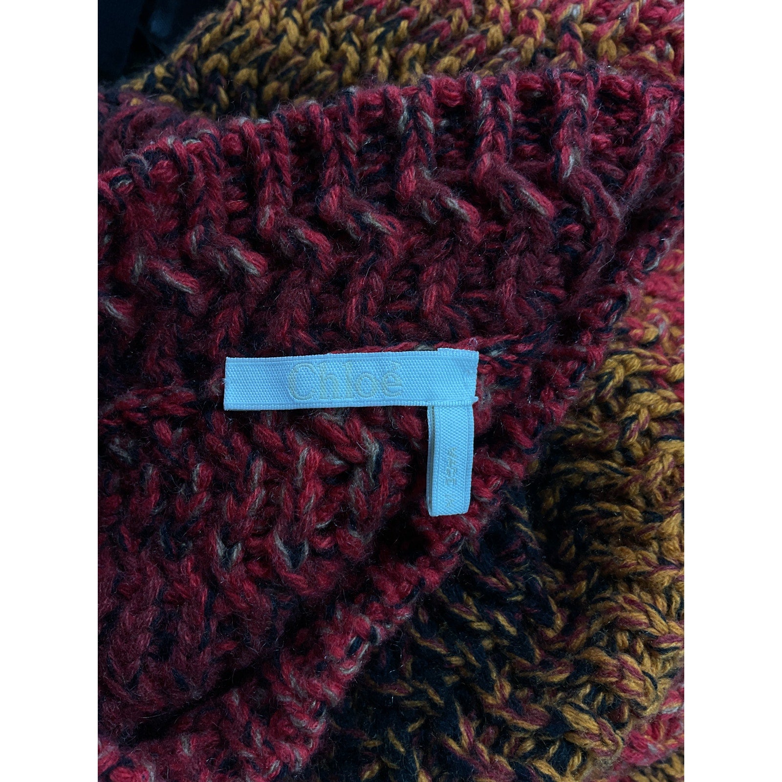 Chlo� 'Striped' Red Ribbed Cashmere Sweater Size XS
