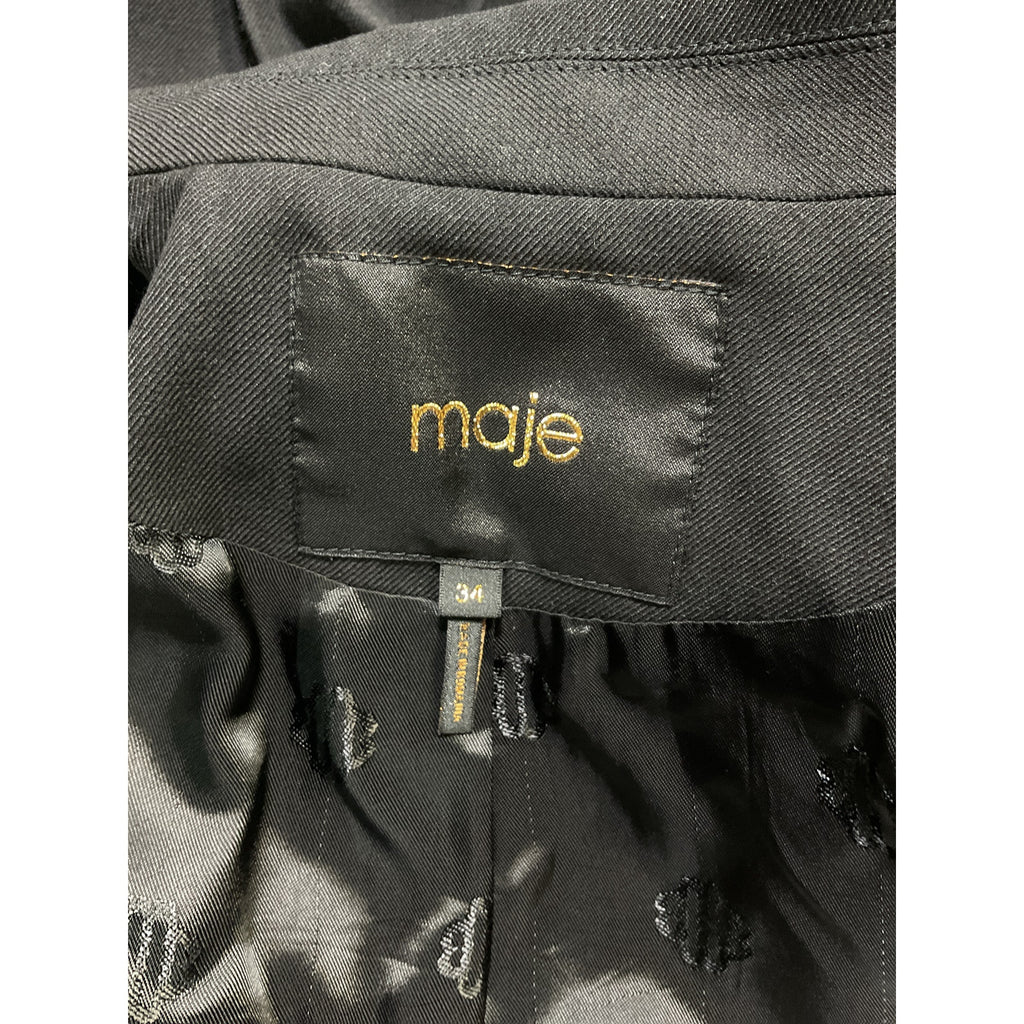 Maje Short Black Straight-Fit Jacket Size 2