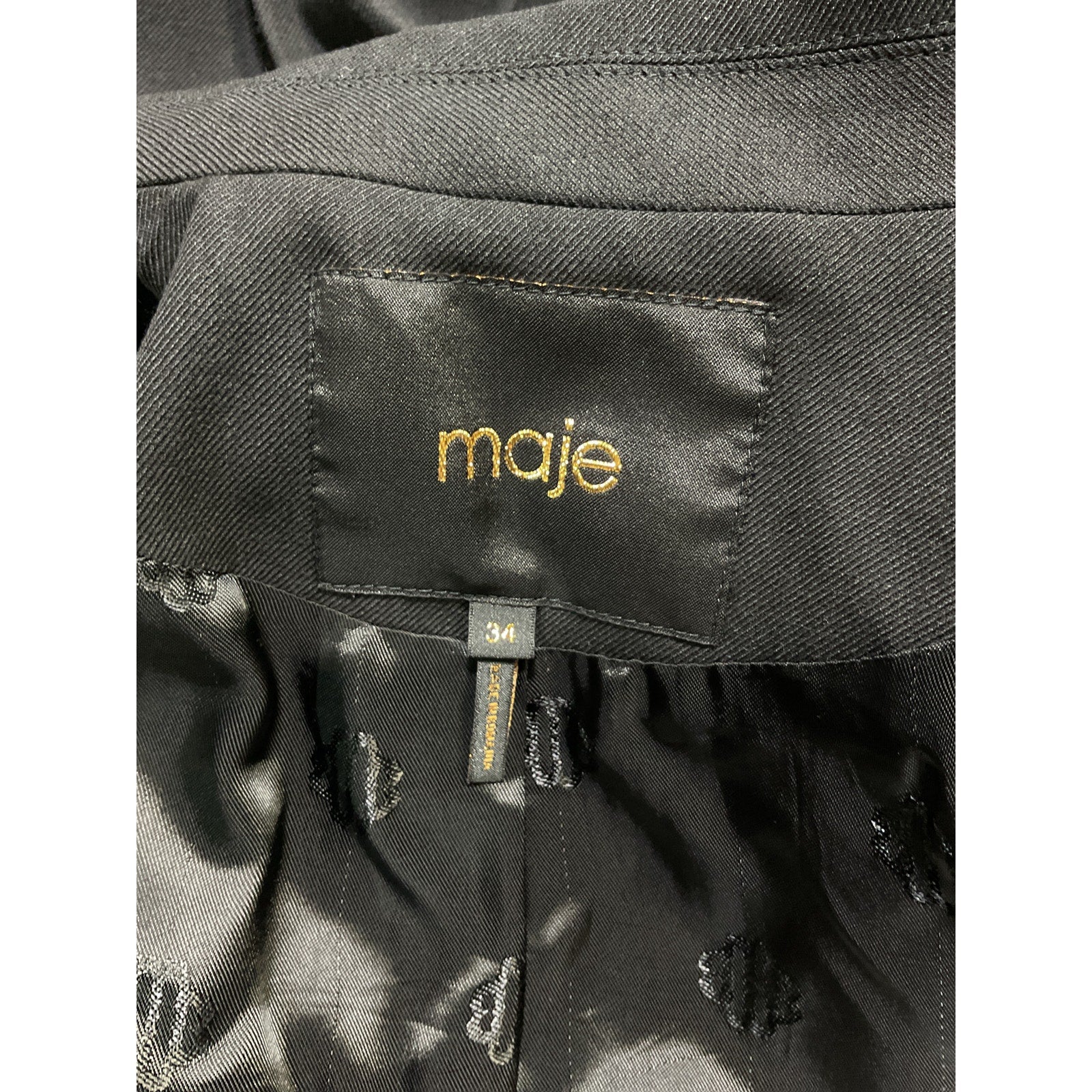 Maje Short Black Straight-Fit Jacket Size 2