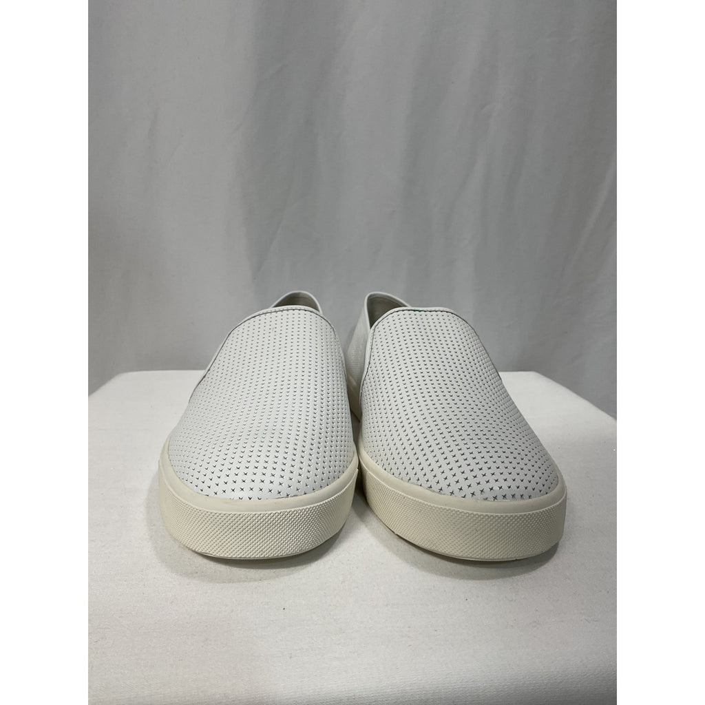 Vince 'Blair' White Crosshatched Leather Slip-On Sneakers Size 9