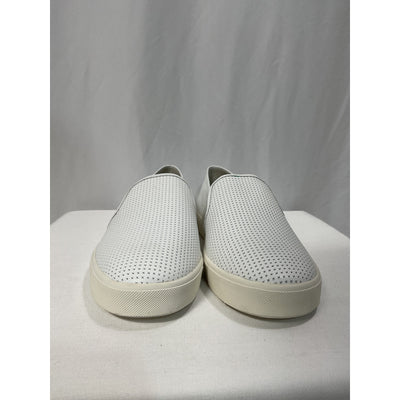 Vince 'Blair' White Crosshatched Leather Slip-On Sneakers Size 9