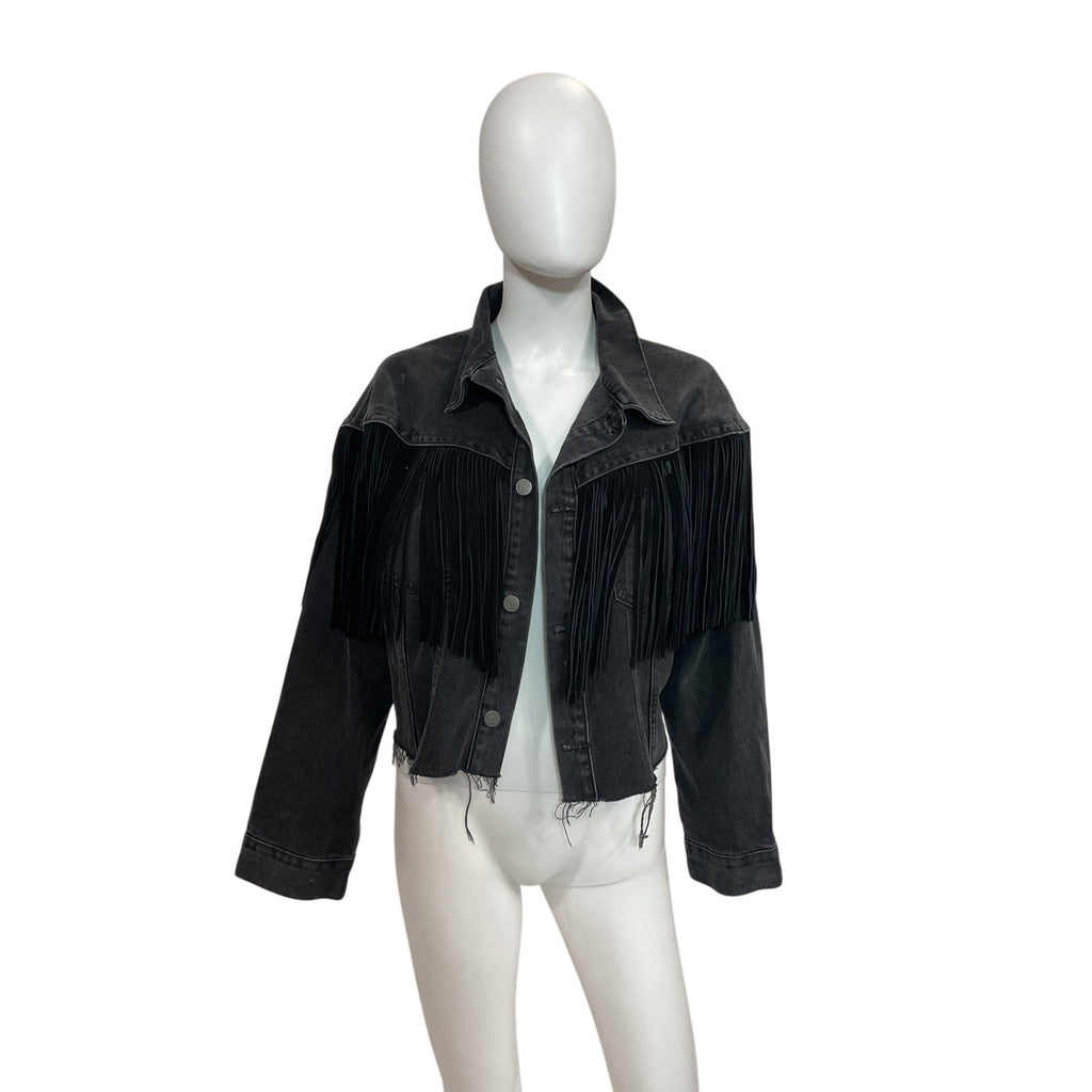 Grlfrnd 'Freya' Black Cotton Denim Jacket Size L