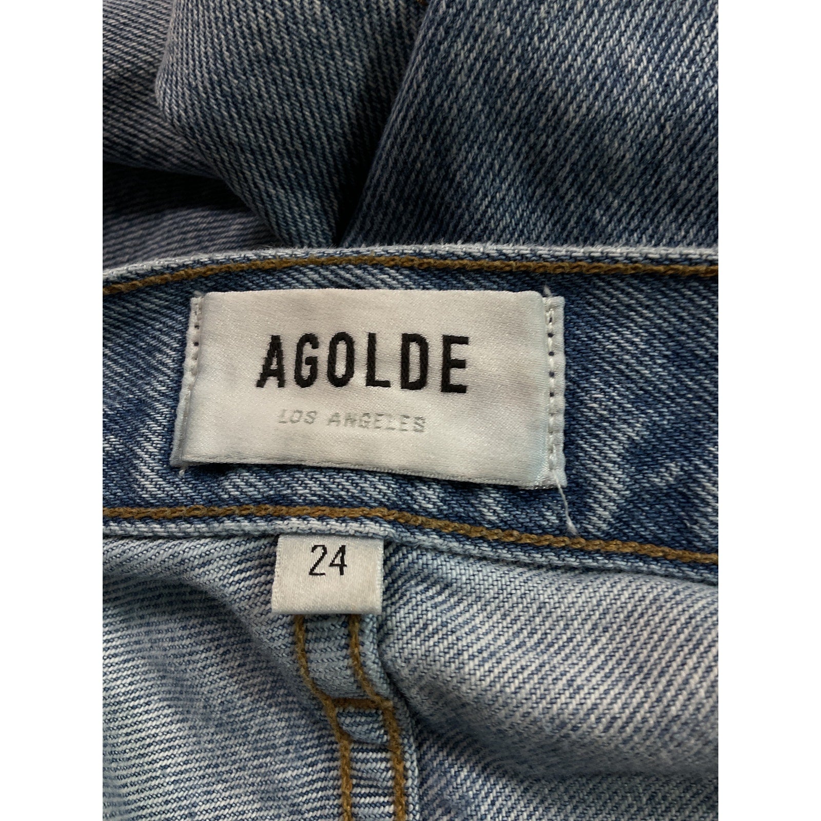 Agolde 'Riley' Blue High Rise Straight Crop Denim Jean Size 24
