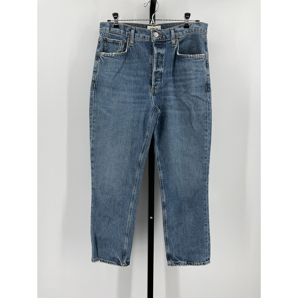 Agolde 'Riley' Blue Cotton High Rise Straight Crop Jean Size 29