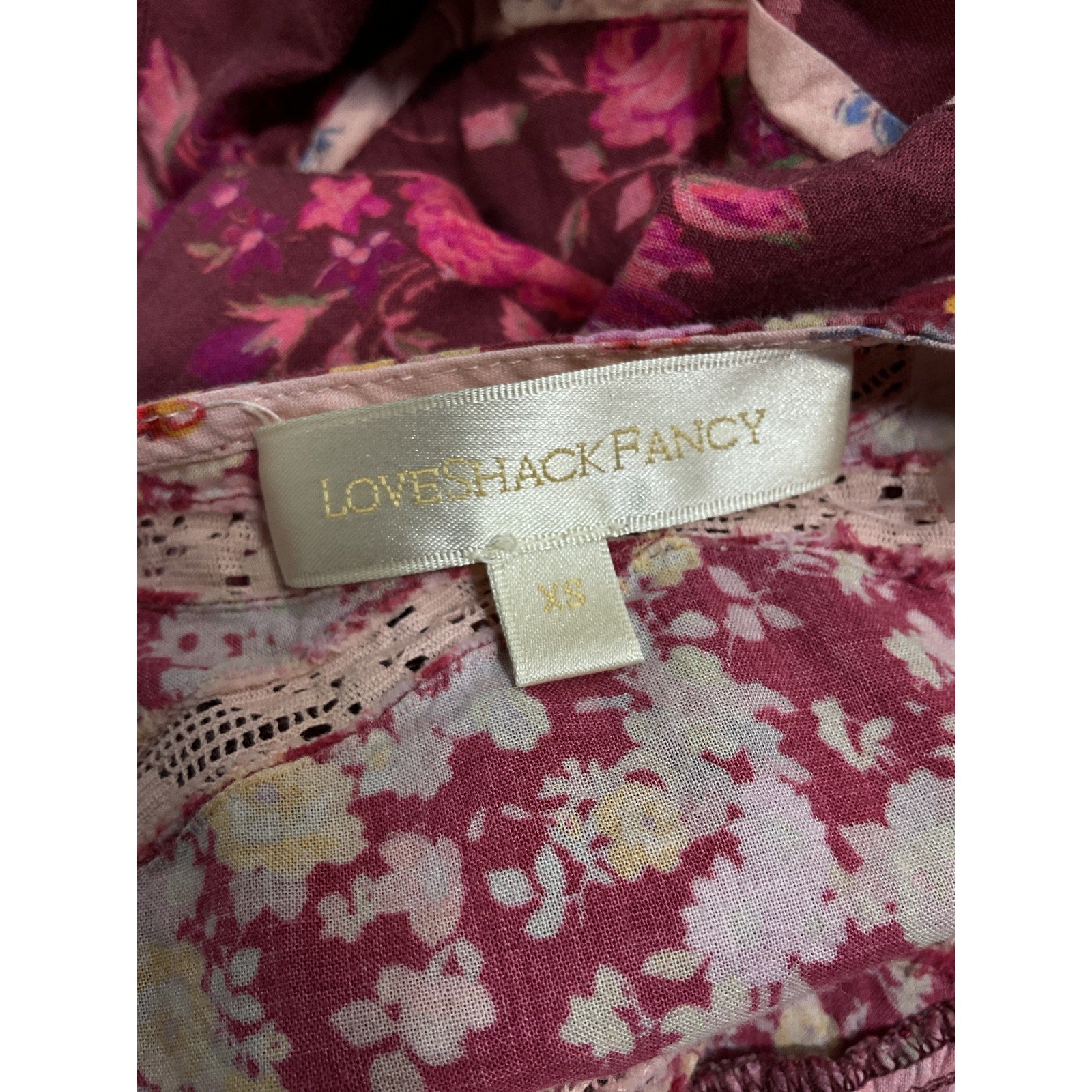 Loveshackfancy 'Morrison' Pink Poplin Puff Sleeve Top Size XS