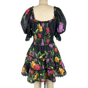 Charo Ruiz Floral Black Bonita Giulia Mini Dress Size S