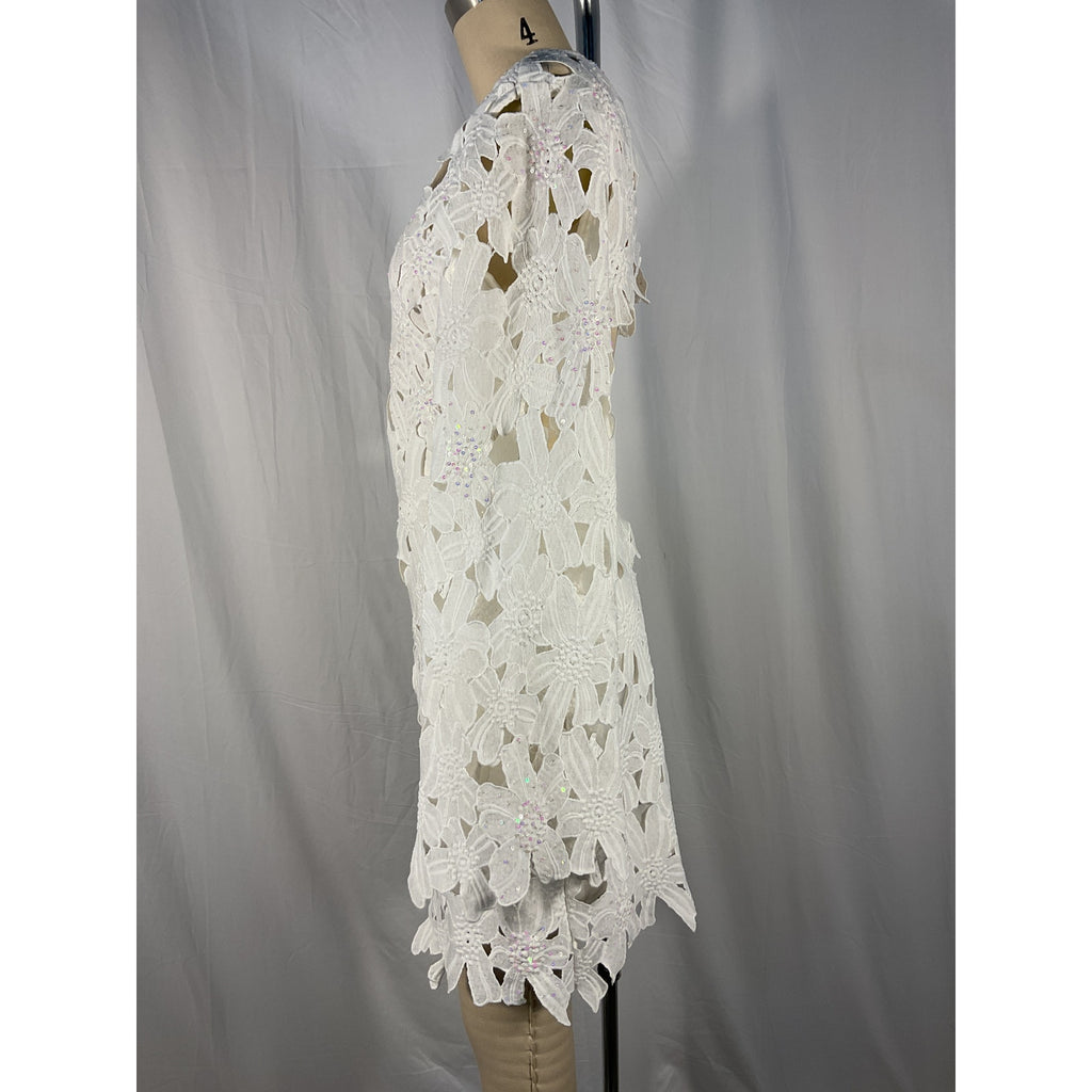 Rococo Sand 'Celia' White Sequin Back Cut Out Short Dress Size M
