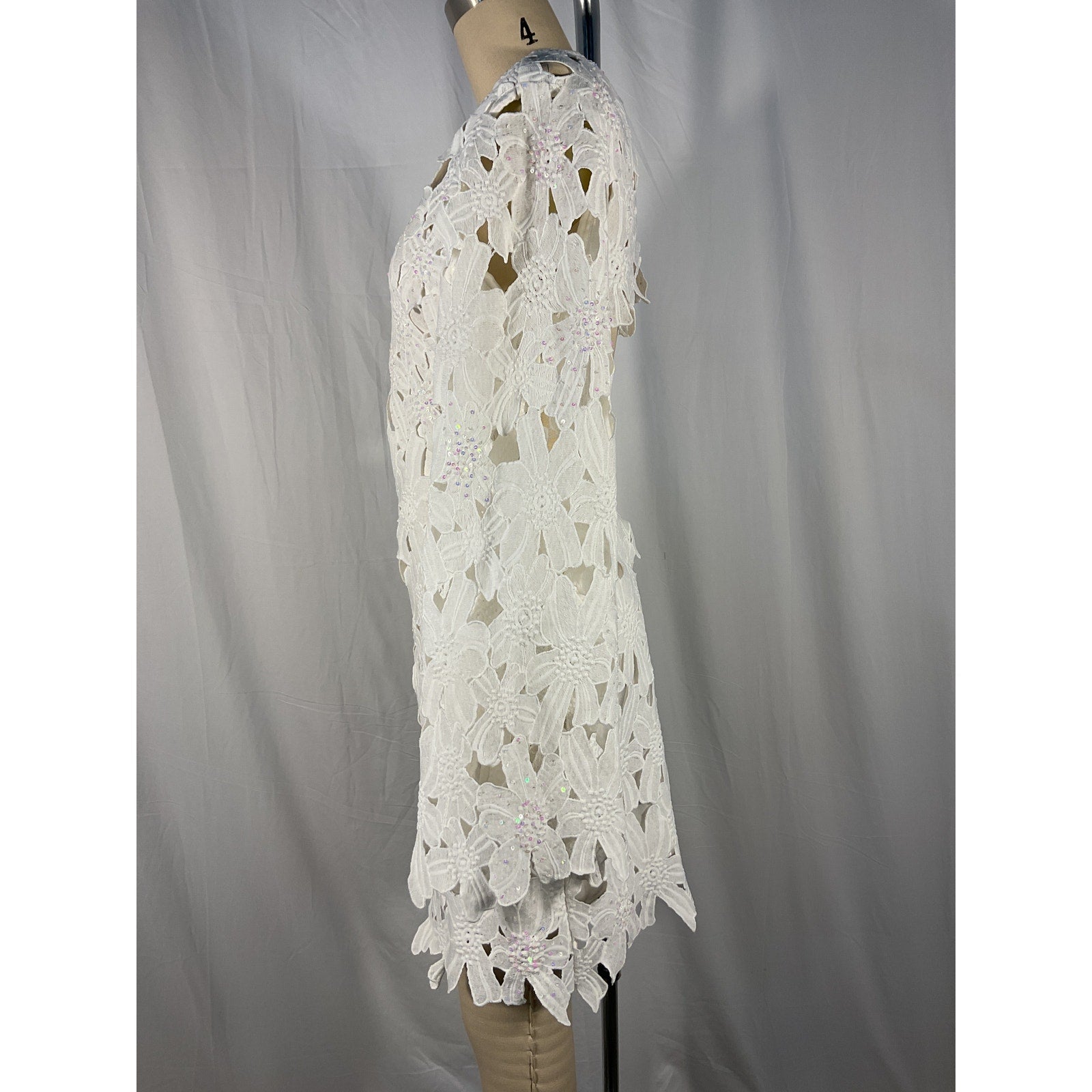 Rococo Sand 'Celia' White Sequin Back Cut Out Short Dress Size M