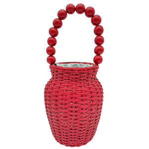 Loeffler Randall Beaded Red Raffia Handle Handbag