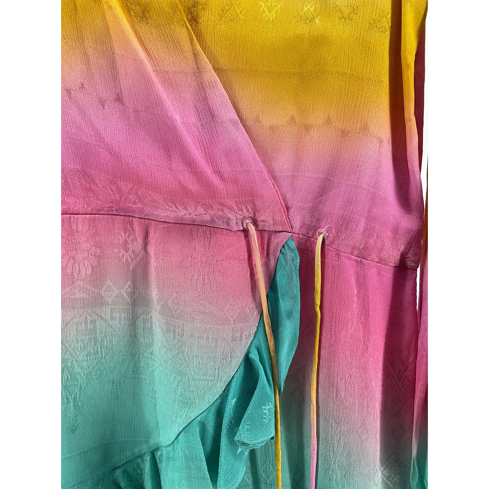 Rococo Sand 'Ombr�' Yellow Viscose Wrap Mini Dress Size S
