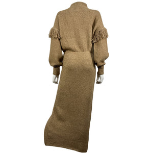 Saylor Fringed Tan Angelle Sweater Dress Size L