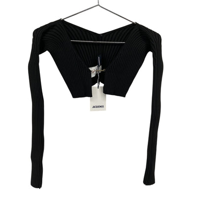 Jacquemus Ribbed Black La Maille Pralu Cardigan Size 34 EU / US 2 NWT