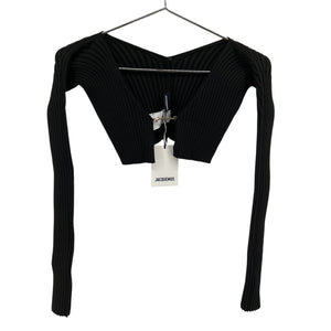 Jacquemus Ribbed Black La Maille Pralu Cardigan Size 34 EU / US 2 NWT