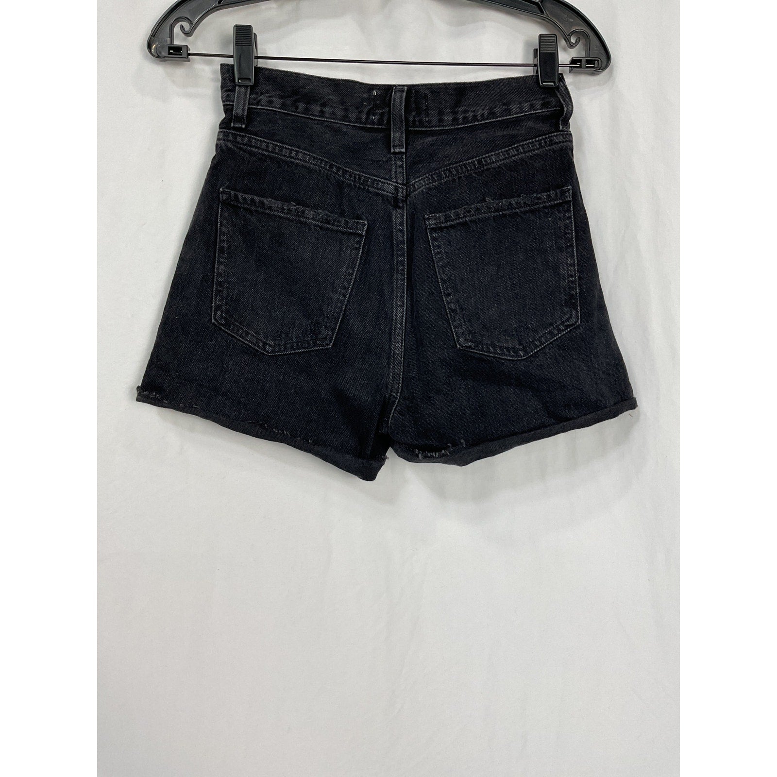 Agolde 'Dee' Black Cotton Denim Cutoff Shorts Size 24