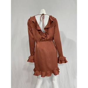 Majorelle 'Nelly' Brown Mini V Neck Dress Size M