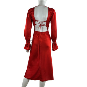 L'Academie 'Connor' Red Polyester Midi Dress Size XXS