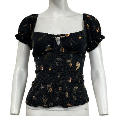 Allsaints Smocked Black Martha Mutare Top Size 4