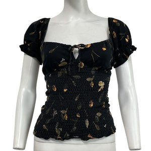 Allsaints Smocked Black Martha Mutare Top Size 4