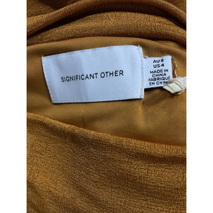 Significant Other 'Ivy Turmeric' Brown Long Sleeve Midi Dress Size 4