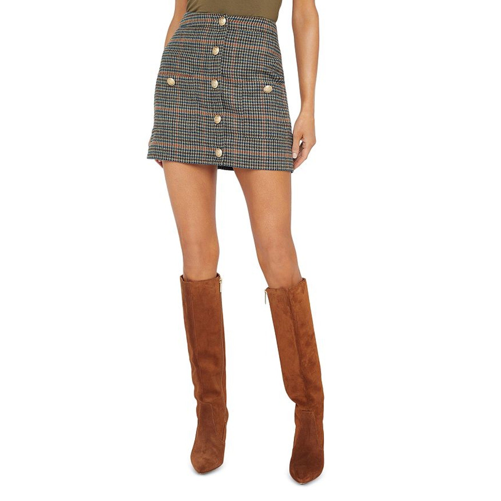 L'Agence 'Zander' Blue Polyester Plaid Mini Skirt Size 2