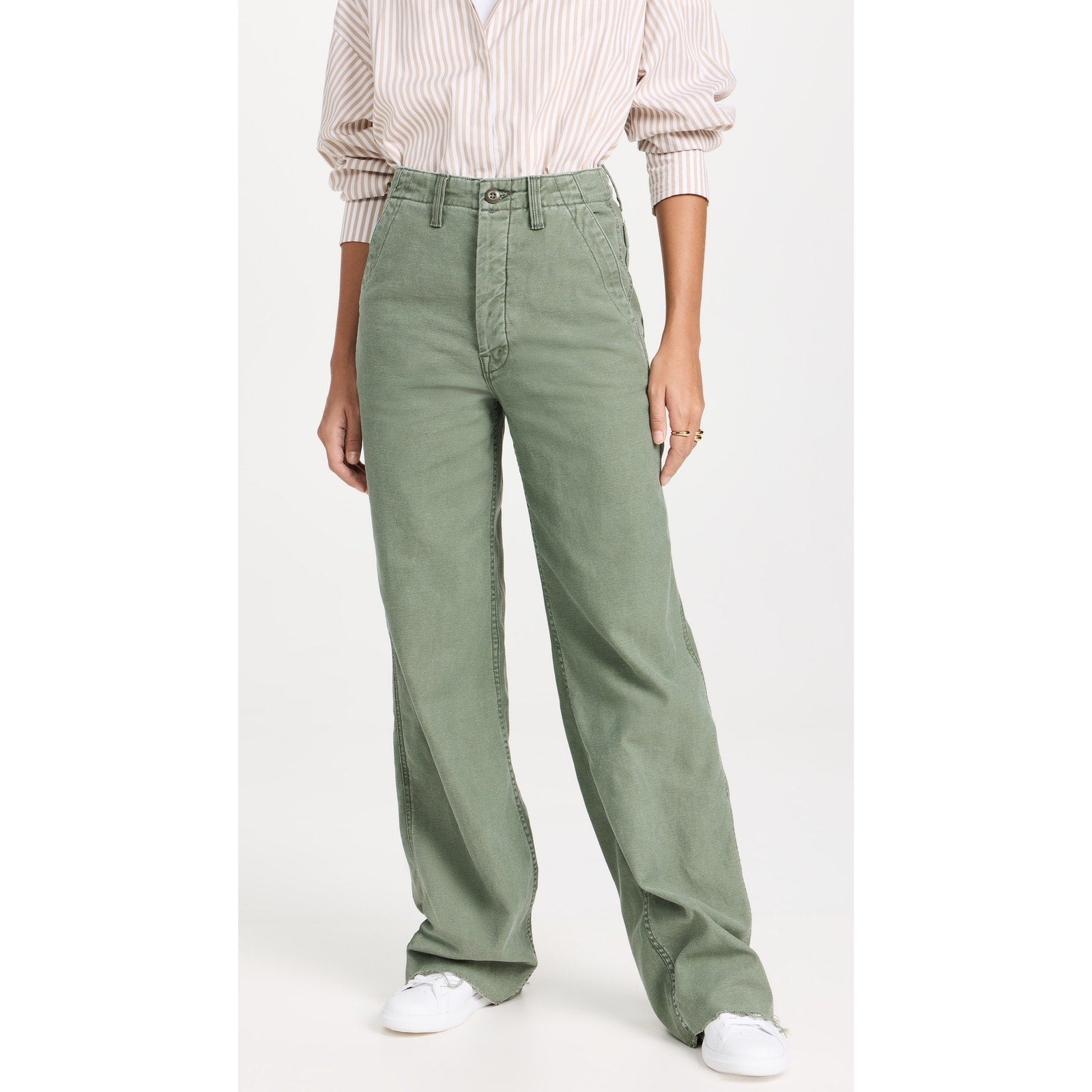 Mother 'The Major' Green Cotton Sneak Fray Pant Size 26