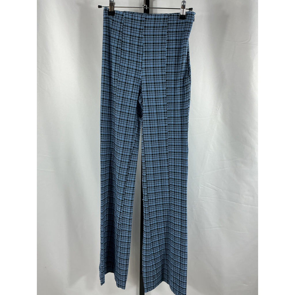 Ganni Checked Blue Polyester Trousers Size 32