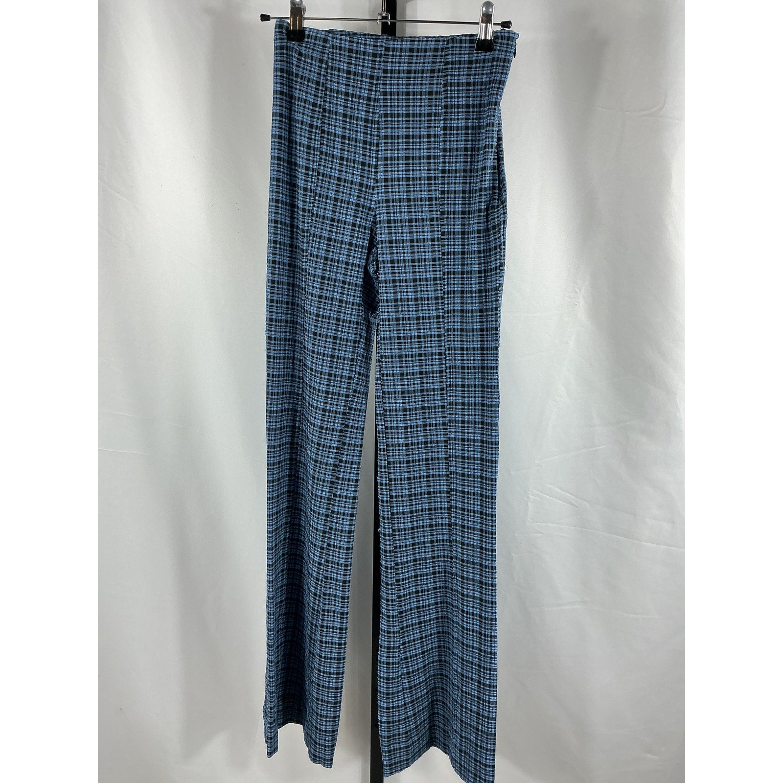 Ganni Checked Blue Polyester Trousers Size 32