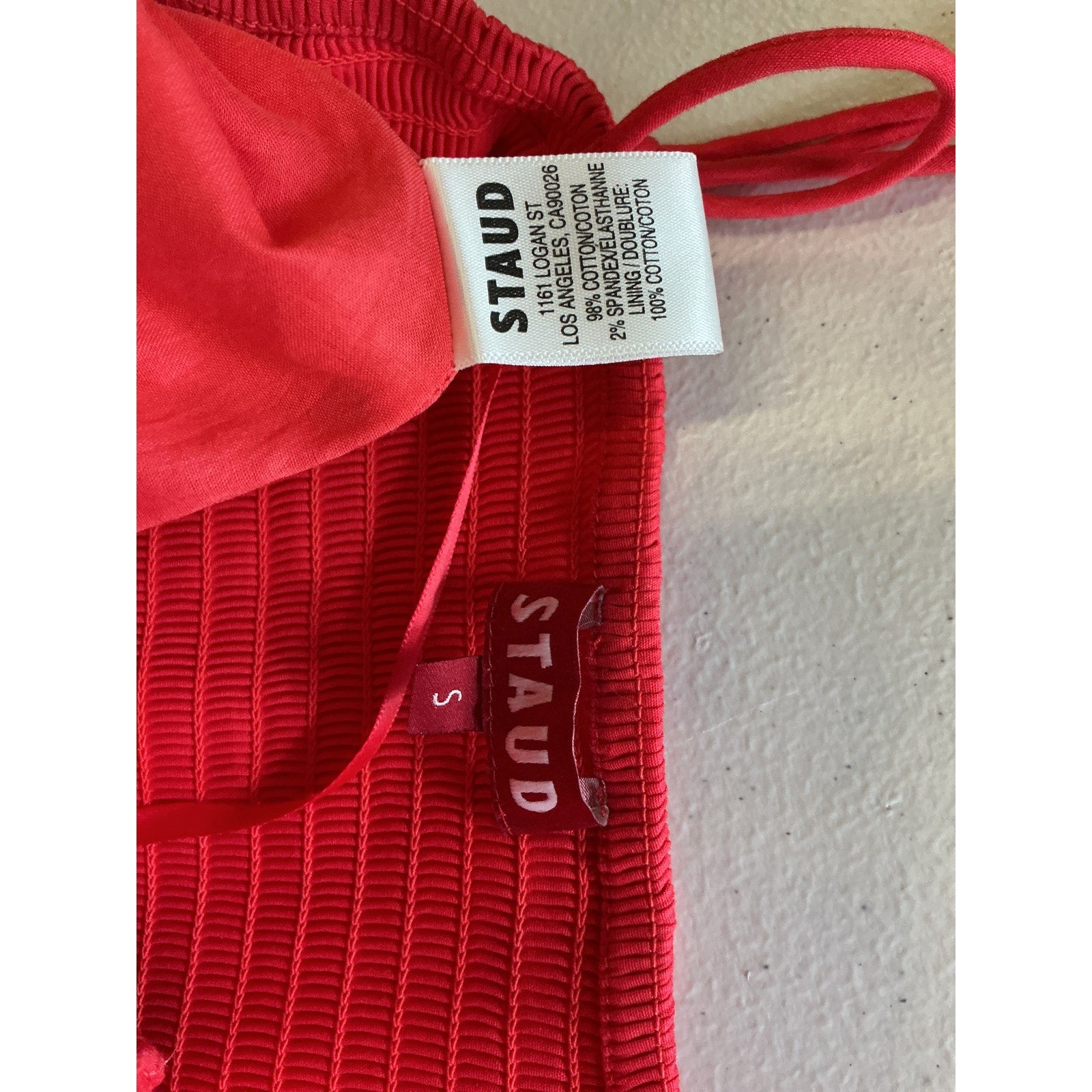 Staud Mini Landry Red Cotton Dress Size S