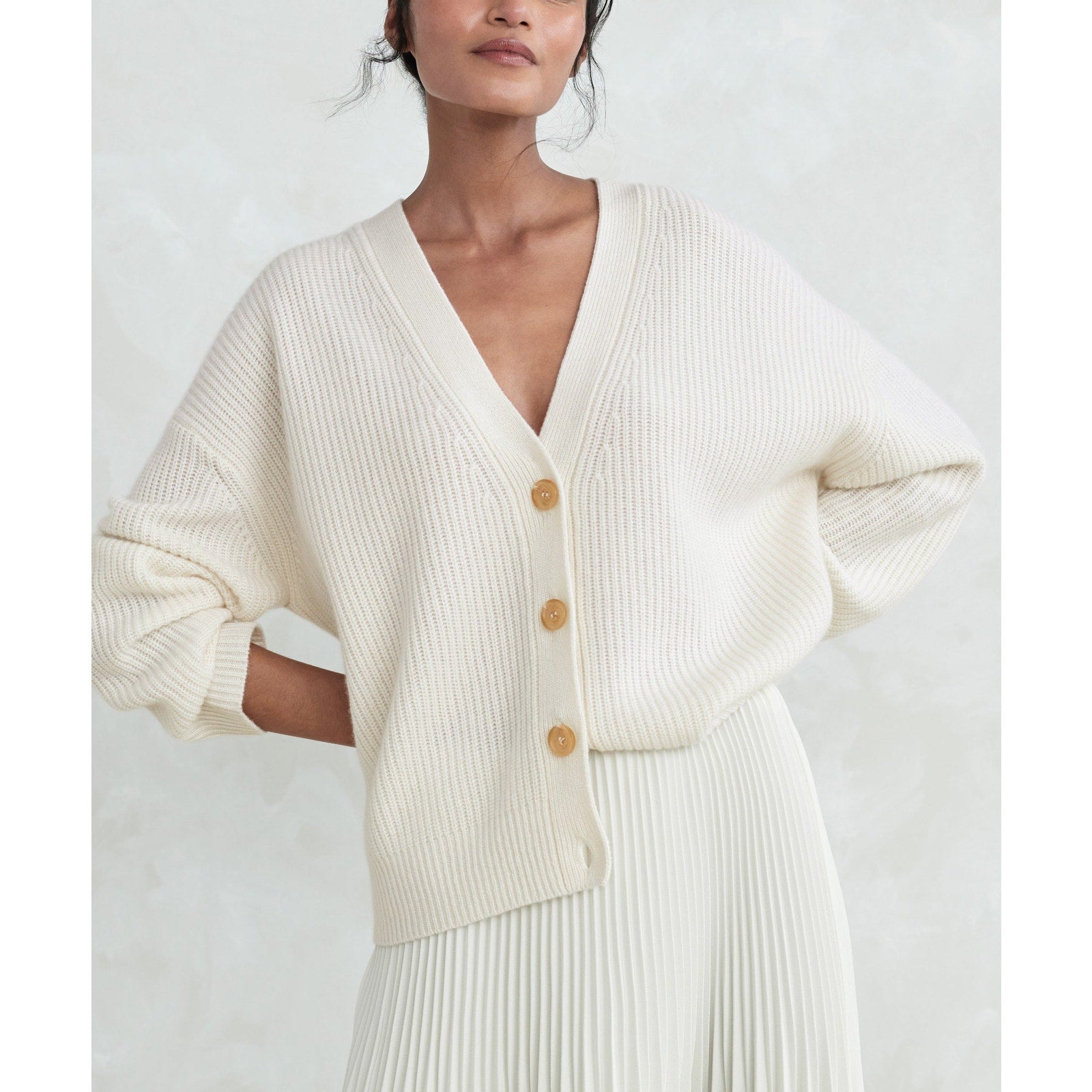 Jenni Kayne Cropped Cashmere 'Cocoon' White Cardigan Size M