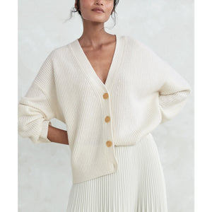 Jenni Kayne Cropped Cashmere 'Cocoon' White Cardigan Size M