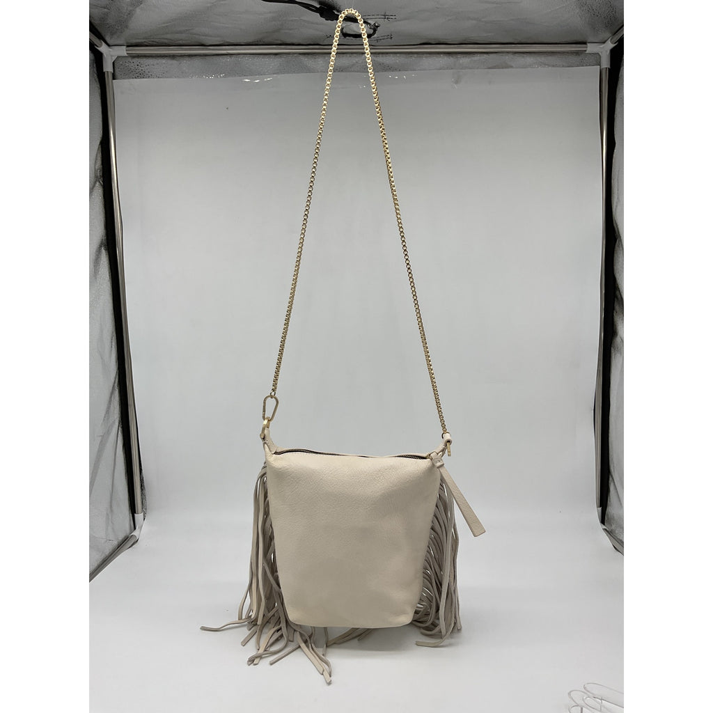 Allsaints 'Evaline' White Leather Fringe Crossbody Bag