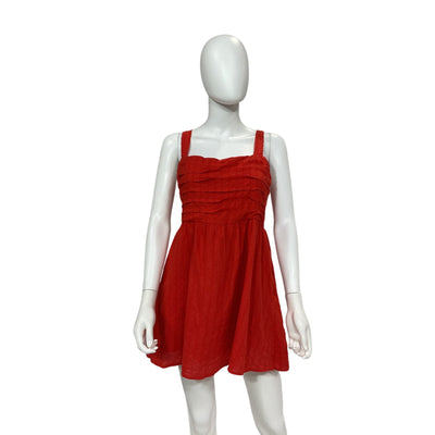 Lost + Wander Ruffled Red Strawberry Waves Mini Dress Size Medium