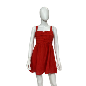 Lost + Wander Ruffled Red Strawberry Waves Mini Dress Size Medium