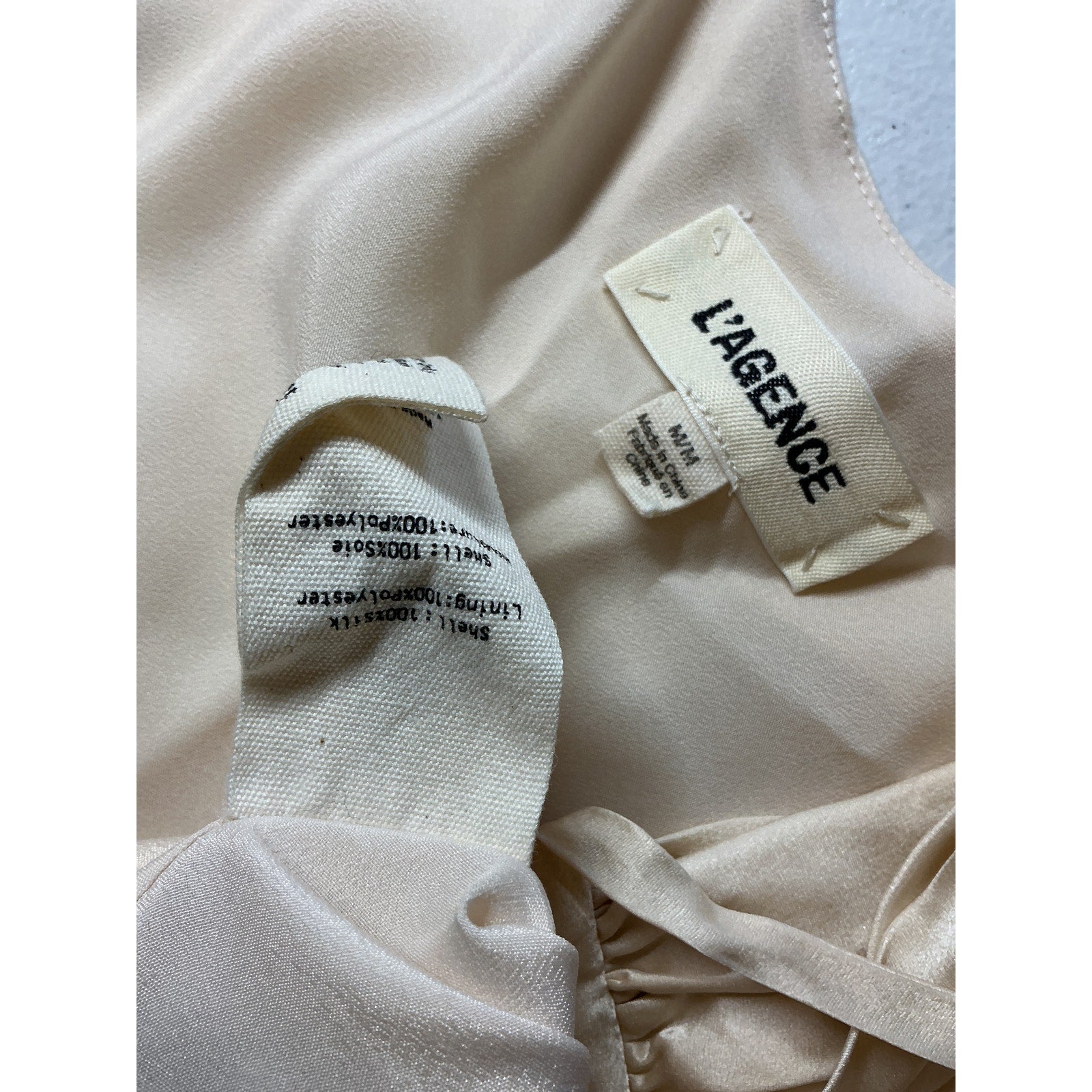 L'Agence 'Ellington' White Silk Draped Sleve Cami Size M