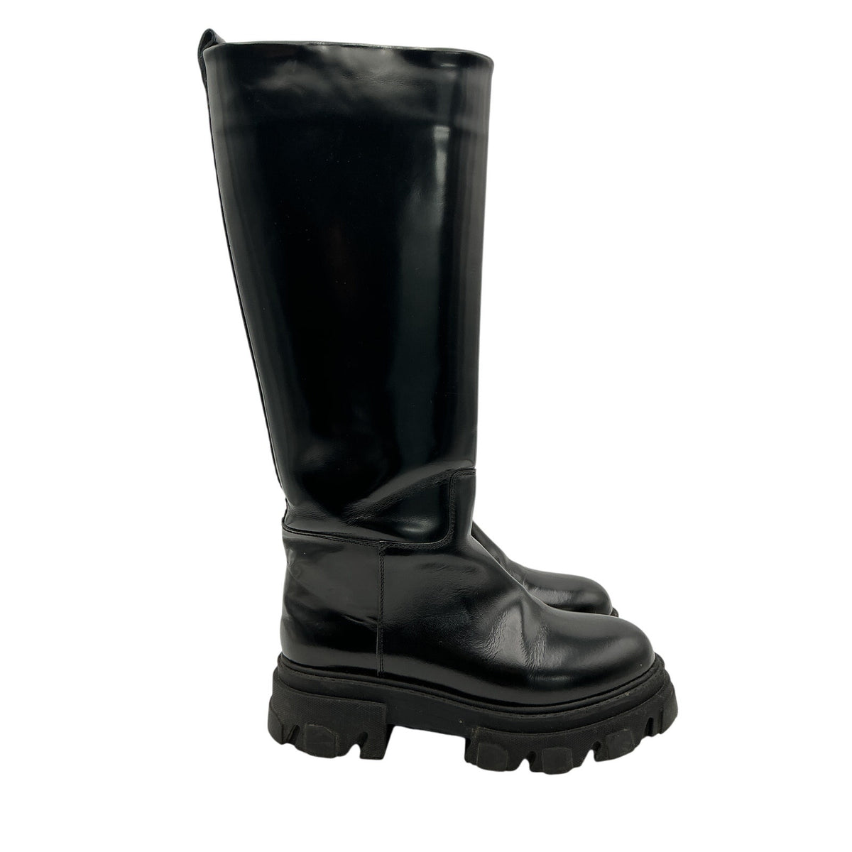 Gia Borghini Sleek Black Perni 7 Knee High Leather Boots Size 7