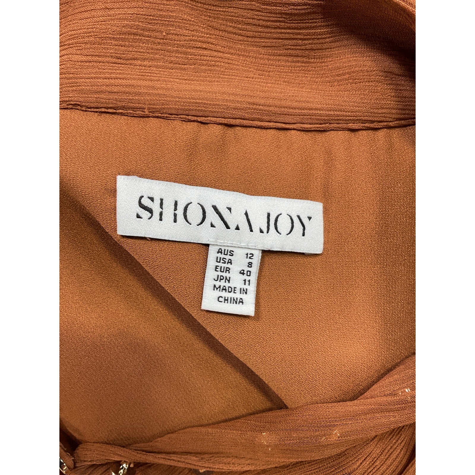 Shona Joy 'Leonie' Brown Viscose Button Up Ruched Mini Dress Size 8