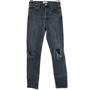 Agolde Distressed Black Nico High Rise Slim Denim Jeans Size 27