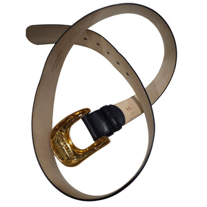 Altuzarra Classic Black Horseshoe Buckle Belt Size M NWT