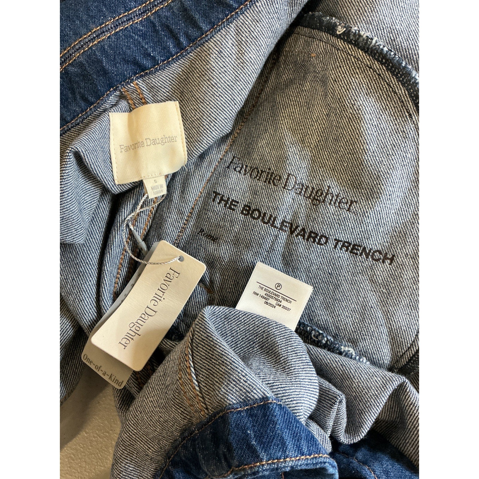 Favorite Daughter 'The Boulevard' Blue Cotton Trench Size M - NWT