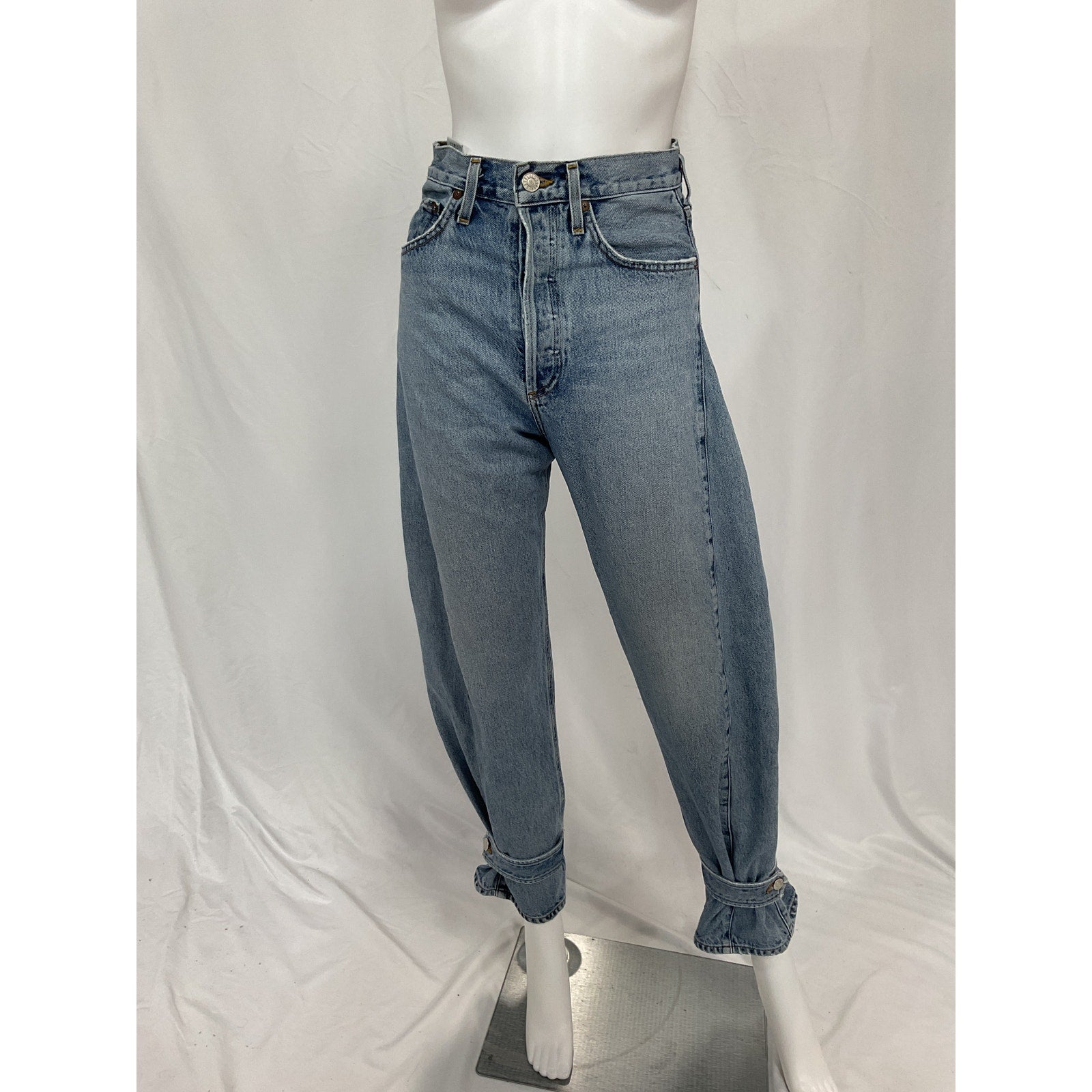 Agolde 'Cleo' Blue Pieced Wide Leg Denim Jean Size 24