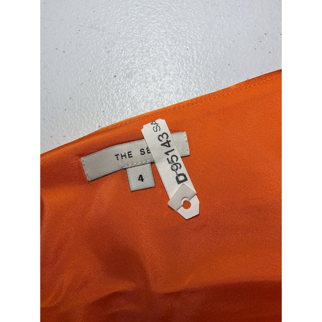 The Sei One Shoulder Orange Silk Cut Out Dress Size 4