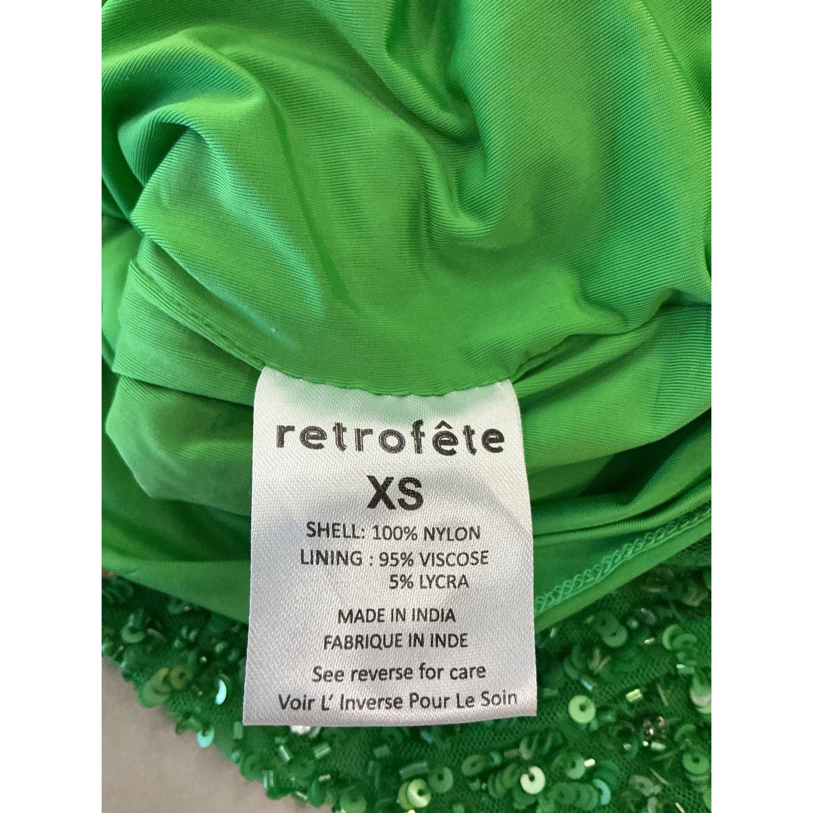 Retrofete 'Mich' Green Crystal Sequin Embellished Dress Size XS