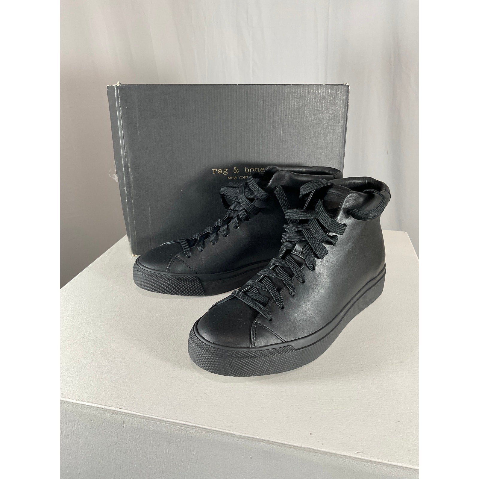 Rag & Bone Black Leather Sneakers Size 12