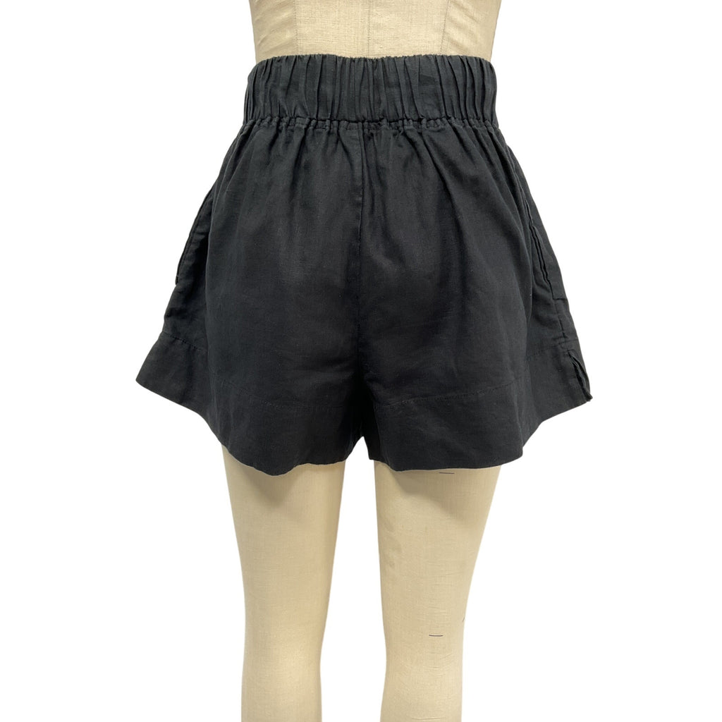 L'Academie 'Comilly' Black Linen Short Size S