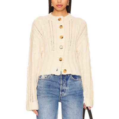 L'Academie Cozy Beige Eleni Cardigan Size XS