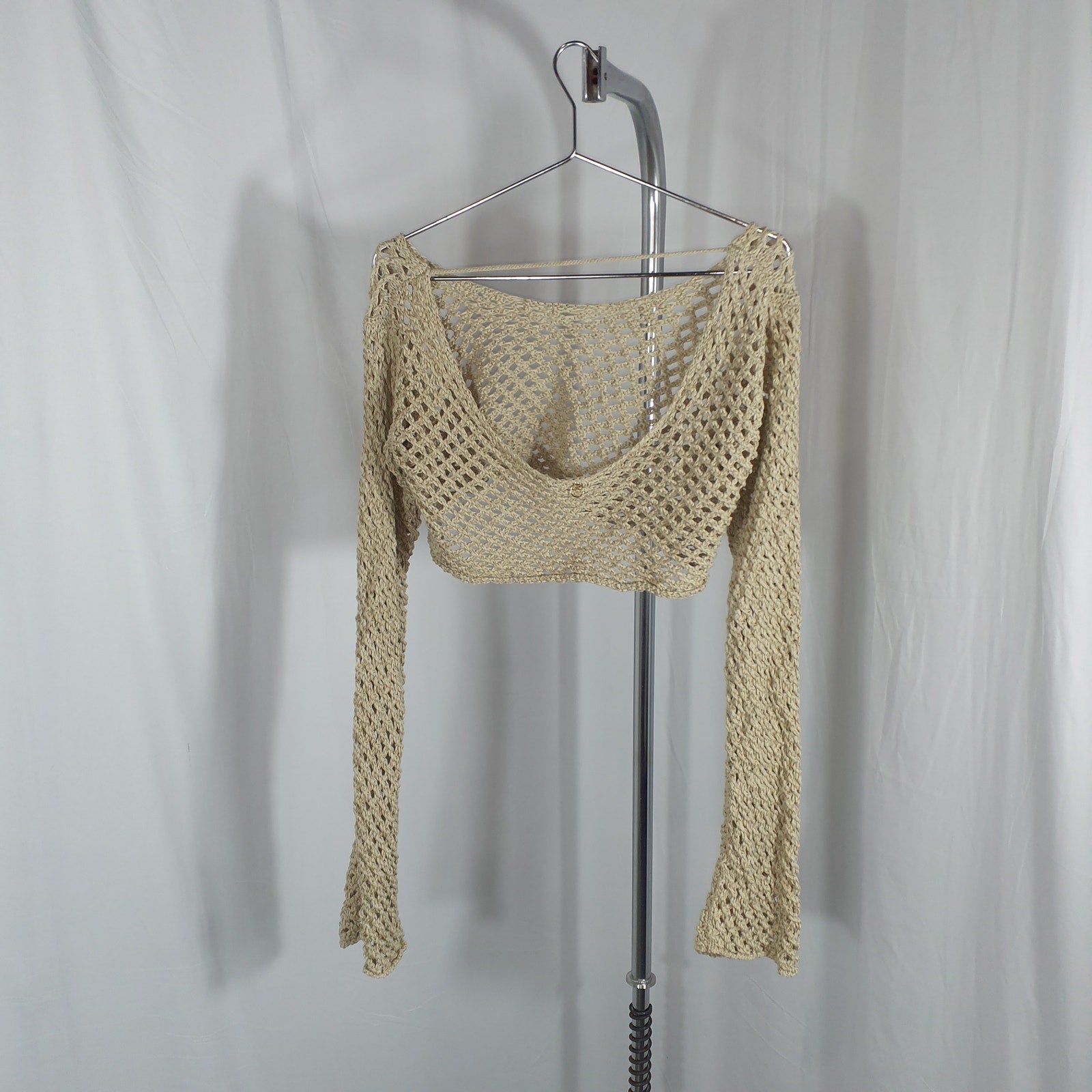 Bananhot 'Magen' Tan Crochet Knit Sweater Size M